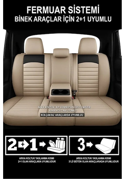 Dacia Duster Laureate 1.5 Dci 110 4x2 E2 I H Md 2015 Uyumlu Spor Model Serisi Tay Tüyü Bej Oto Kılıfı Tam Set