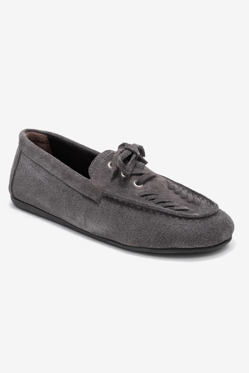 Luvishoes Luvi Shoes Lorven Füme Süet Hakiki Deri Bağcıklı Kadın Loafer Ayakkabı Füme