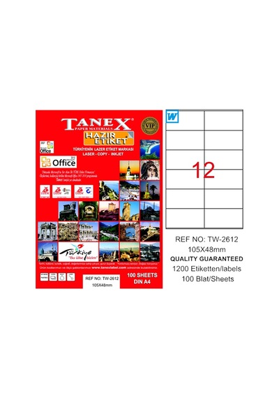 Tanex Lazer Etiket 100 Yp 105X48 Laser Copy Inkjet  Tw-2612