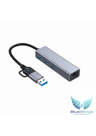 Multi Girişli Usb Type-c Ethernet Adaptör 3 Port Usb 3.0 Hub Rj45 Gigabit 1000 Mbps Lan Dönüştürücü Apple Uyumlu Macbook / Laptop