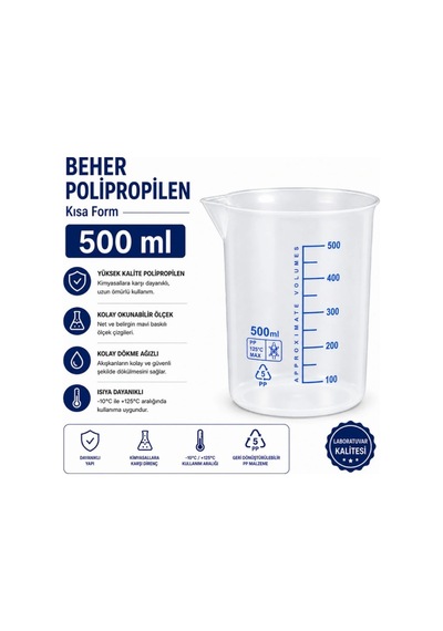 Beher Polipropilen - Kısa Form 500 Ml