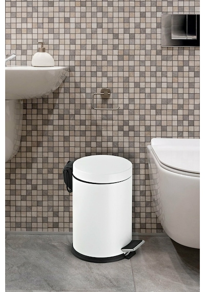 16 Litre Paslanmaz Pedallı Beyaz Çöp Kovası Ev Ofis Banyo Mutfak Beyaz