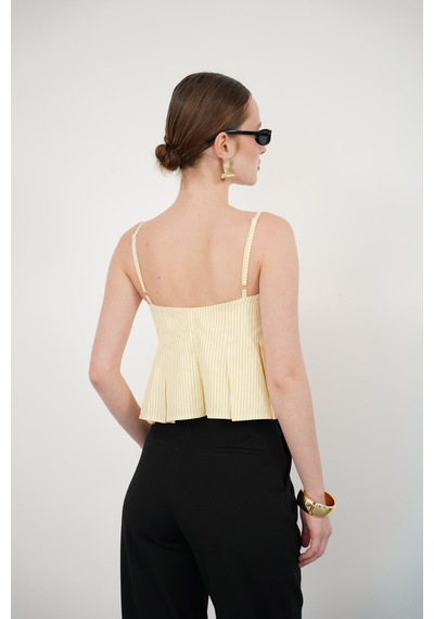 Verymoda Çizgili Askılı Bluz D2791 Sari