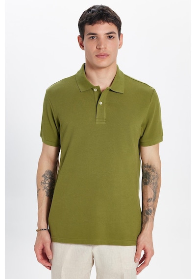 Tudors Erkek Slim Fit Dar Kesim %100 Pamuk Haki Polo Yaka Tişört-32765 Haki