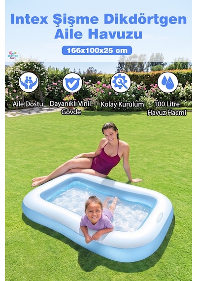 Intex Dikdörtgen Havuz Şişme Tabanlı 166x100x25