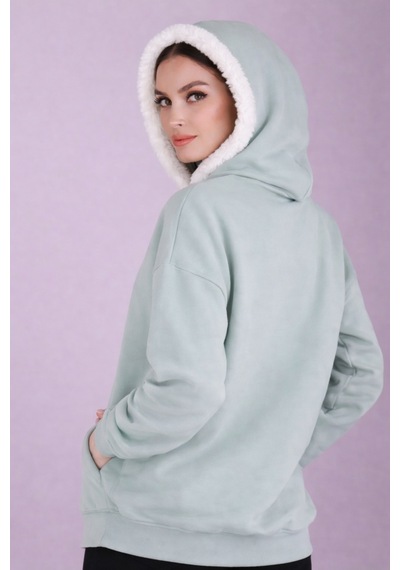 Oysho Kumaş 2 İplik Sardonlu Sweatshirt Yeşil
