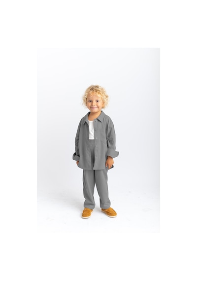 Oliven The Kid Oliventhekid Unisex Balon Pantolon Gömlek Takım Gri Gri