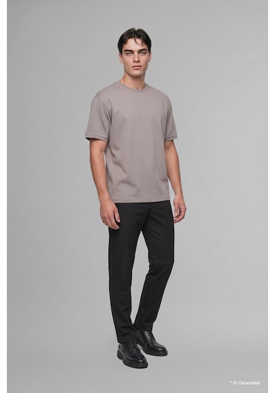 Defacto Kırışmaz Oversize Bisiklet Yaka Basic Kısa Kollu Tişört B6494ax26augr168 Gri-gr168