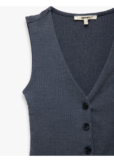 Koton Slim Fit Kolsuz Düğmeli V Yaka Yelek Lacivert 5sak30059ek Lacivert