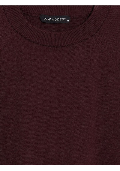 Lcw Modest Bordo Bisiklet Yaka Kadın Triko Tunik