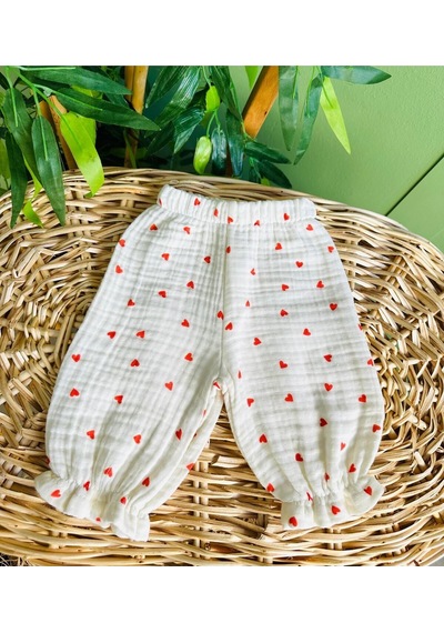 Gros Shop %100 Pamuk Organik 4 Katlı Müslin Kumaş 4'lü Kalpli Hastane Çıkış Seti-hediyelik Kırmızı