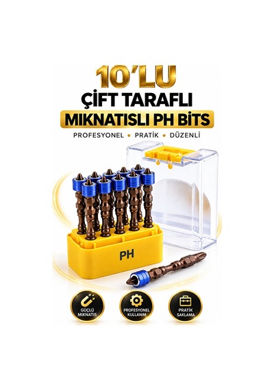 Vida Sıkma Ucu 10 Adet Çift Yönlü Mıknatıslı Yıldız Bits