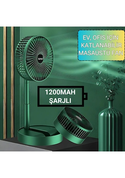 Polham 1200mah Şarjlı Katlanabilir Telefon Stantlı Masaüstü Serinletici Vantilatör Fan, Katlanır Fan