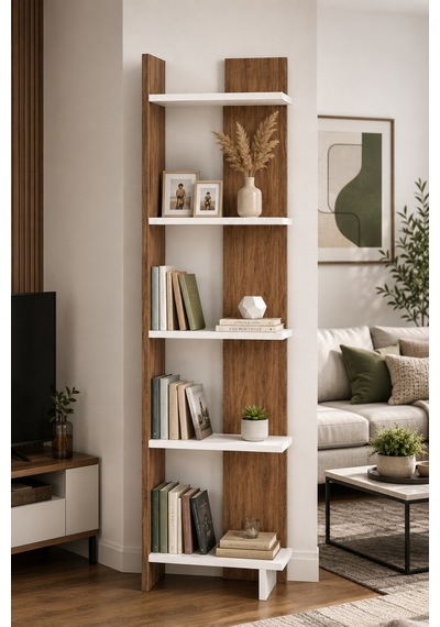 Andes Ceviz Renk Dekoratif Kitaplık Ve Çok Amaçlı Raf Ünitesi Modern Salon Kitaplığı Açık Raf Sistemi Ceviz Beyaz Andes Ceviz Renk Dekoratif Kitaplık Ve Çok Amaçlı Raf Ünitesi Modern Salon Kitaplığı Açık Raf Sistemi Ceviz Beyaz