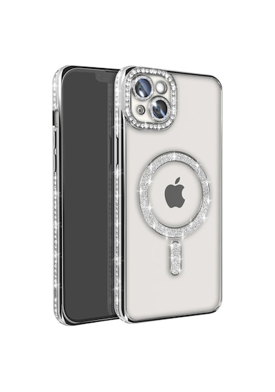 Apple İphone 14 Kılıf Joke Simli Magneticsafe Kılıf - Gümüş 0.2M-Çok Renkli