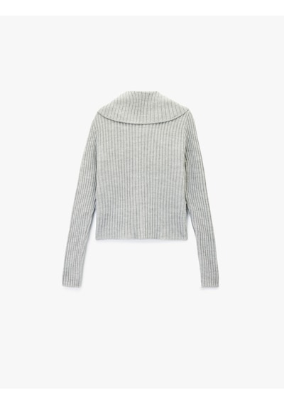 Koton Slim Fit Uzun Kollu Dik Yaka Fermuarlı Suni Kürklü Hırka Gri 6wal90021ıt Gri