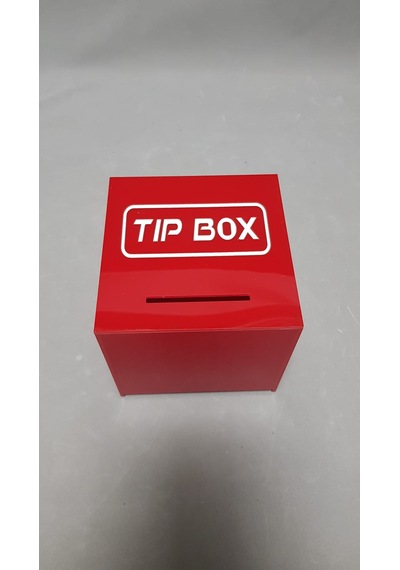 Kilitli Pleksi Masa Üstü Tip Box Bahşiş Kutusu Kırmızı 14x14xh13 Cm 1