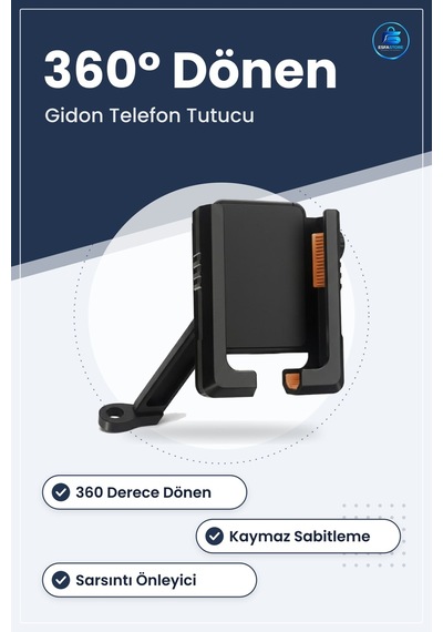 Motosiklet Gidon Telefon Tutucu Döner Kaymaz Sabitleme Sistemli S
