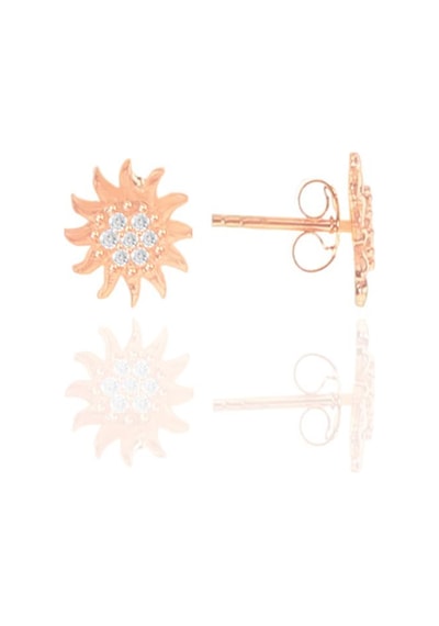 Gümüş Rose Zirkon Taşlı Güneş Küpe N11.47716
