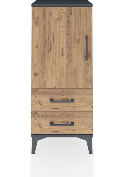 Arges Komodin 2 Raflı 2 Çekmeceli Tek Kapaklı 44x30x106 Antra... Antrasit