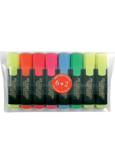 Faber-Castell Fosforlu 6+2 Kalem Seti 8'li Çok Renkli