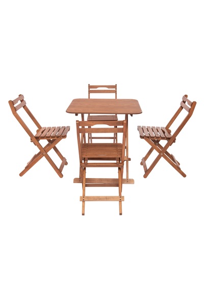 Modermo 4 Kişilik Katlanır Sandalyeli Oturma Grubu - 70x70 Cm Grup B Ceviz