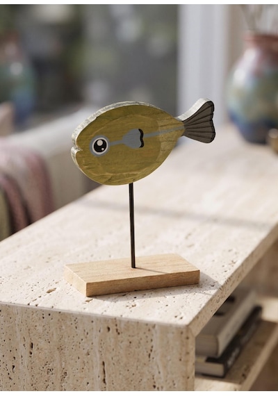 The Mia Retro Ahşap Balık Figürlü Masaüstü Obje 16 Cm