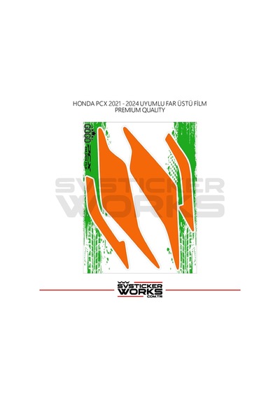 Honda Pcx Far Filmi Sticker Şeffaf Folyo 2021 - 2024 Kalın Model Turuncu