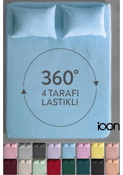 İqon Ranforce Dokuma Lastikli Çarşaf Takımı Tek Kişilik - 21 Renk Turkuaz