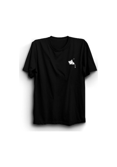 Cepte Uyuyan Kedi Cat Baskılı Tshirt SIYAH