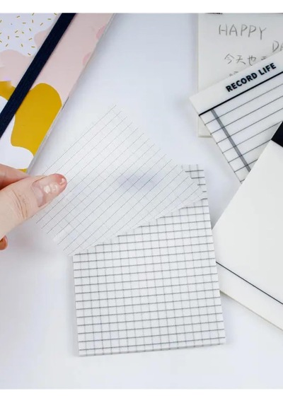 Şeffaf Renkli Yapışkan Not Kağıtları Defter Yer İmleri Etiket Ayraç Sticky Notes Gridnot Lines