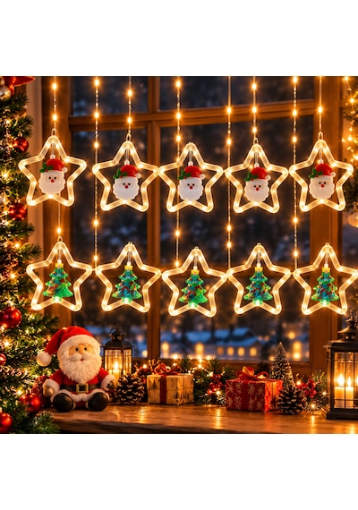 Yüksek Kalite 3.20 Metre Gün Işığı Noel Salkım Led Işık 10 Dal Yıldızlı Noel Baba Çam Ağacı Figürlü Diğer