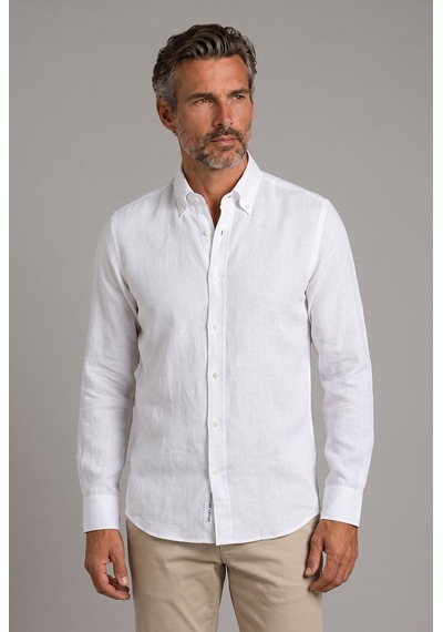 Bisse Beyaz Regular Fit Keten Gömlek Gmktn4pal224020 D01