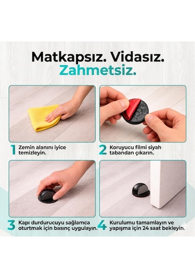 Vestrago Kapı Stoperi Ve Kapı Tutucu, Çarpma Önleyici Duvar Koruyucu, Ev Ve Ofis İçin Kapı Arkası Tampon 2 Adet, Siyah