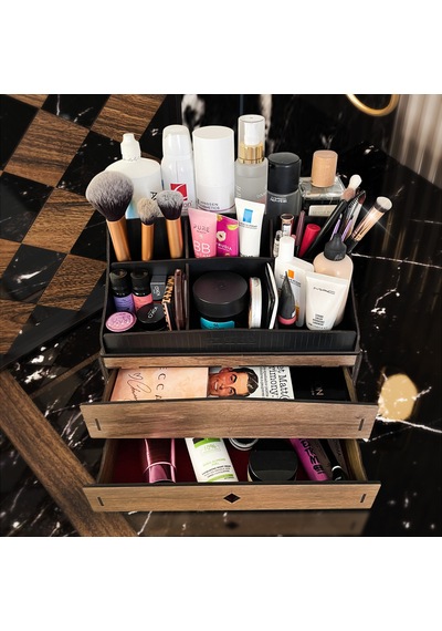 Design Otto Bella Large Makyaj Kozmetik Düzenleyici Organizer Ceviz