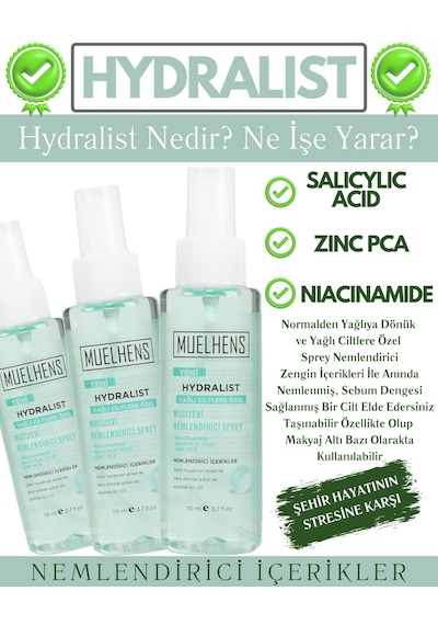 Muelhens Hydralist Yağlı Ciltler Nemlendirici Sprey 110 ML