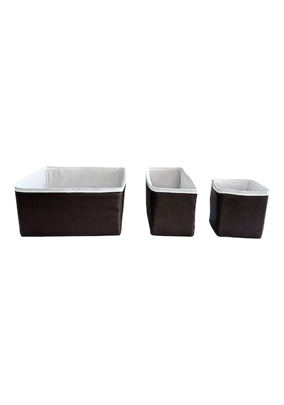 3'lü Çekmece İçi Çamaşır Düzenleyici Çocuk Odası Katlanır Saklama Kutusu Organizer Set-kahve Deri Desenli