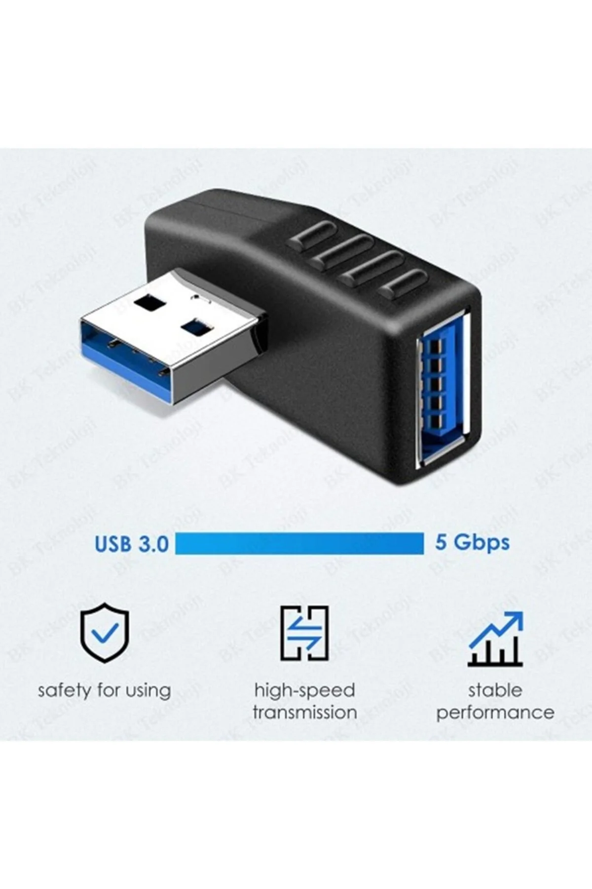 Usb 3.0 Sol Açılı Konnektör Erkek Dişi 90 Derece Uzatma Adaptörü Yüksek Hızlı Usb Yeni 3.0 Sürümü 1