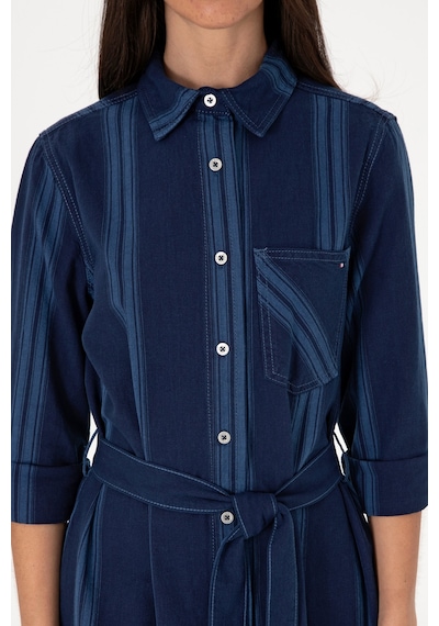 U.S. Polo Assn. Kadın Mavi Kemerli Mini Boy Jean Elbise 50308362-DN0022