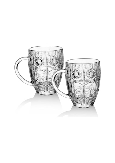 2li Kristal Lüks Cam Kupa Büyük Boy Kupa 500ml Beyaz - Çok Renkli