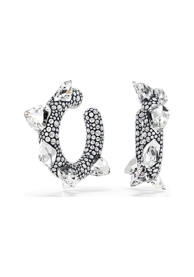 5723287 Sublima Hoop Earrings, Spike, White, Rhodium Plated Metalik