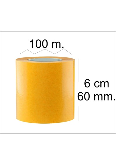 Çift Taraflı Şeffaf Sarı Bant 60 Mm Eninde 100 M. Uzunlukta