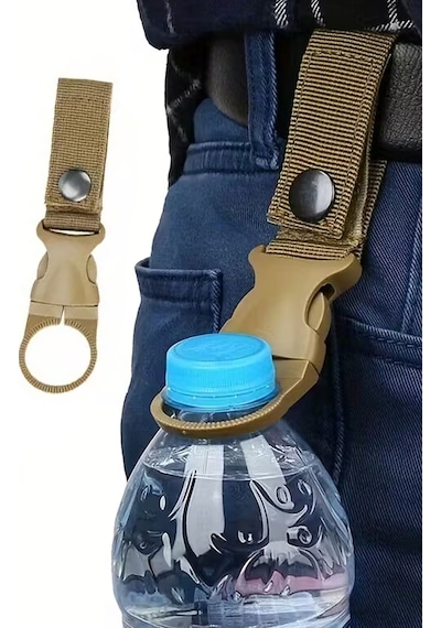 Technostation Kampçı Balıkçı Outdoor Pet Şişe Taşıma Aparatı Sağlam Kemere Takılan Su Şişe Taşıma Aparatı Kahverengi