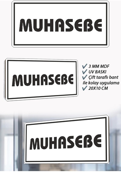 Muhasebe Yazılı Beyaz Mdf Kapı Levhası