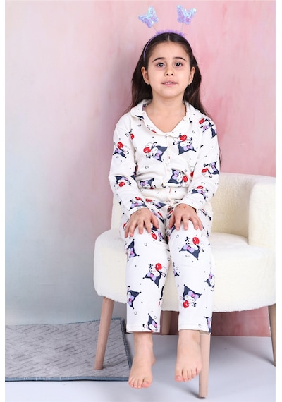 Free Beka Kız Çocuk Önden Düğmeli Kuromi Desenli Pijama Takımı %100 Pamuklu Pijama Takımı Beyaz Free Beka Kız Çocuk Önden Düğmeli Kuromi Desenli Pijama Takımı %100 Pamuklu Pijama Takımı Beyaz