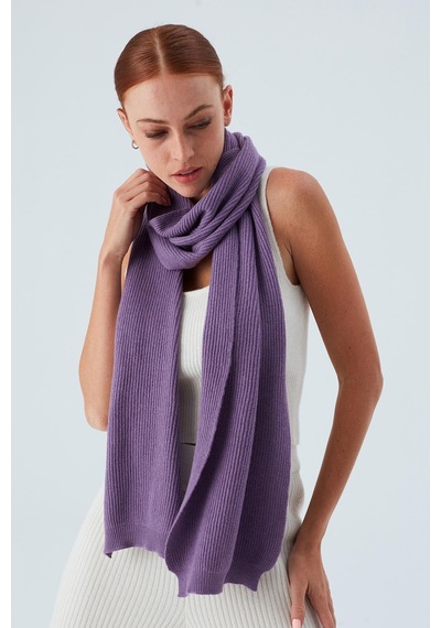 Peraluna Nomı Scarf Selanik Örgü Kaşmir Karışımlı Yumuşak Kadın Triko Atkı - Pastel Mor Pastel Mor