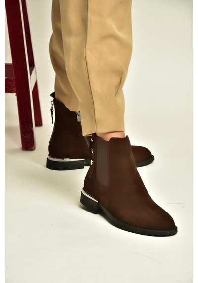 Fox Shoes Z555266661 Kahverengi Hakiki Deri Süet Kadın Bot
