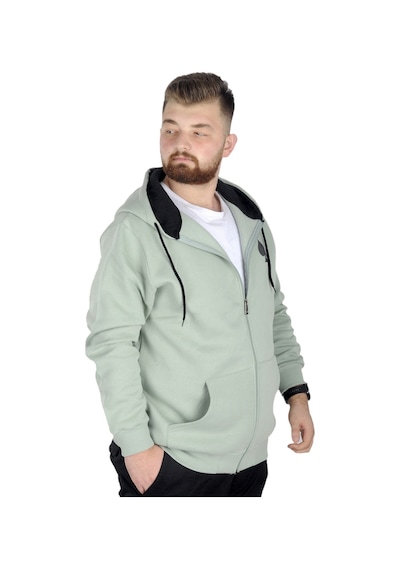 Mode Xl Erkek Sweat Kapşonlu Fermuarlı 22539 Su Yeşili 001