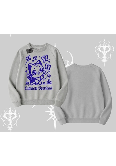 Startmore Stay Cool Kedi Baskılı Kapşonlu Crop Sweatshirt Siyah