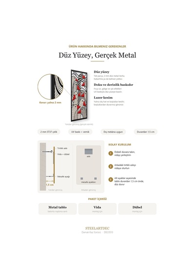 Damalı Kaz Sürüsü Metal Tablo 83x125 Cm Çok Renkli